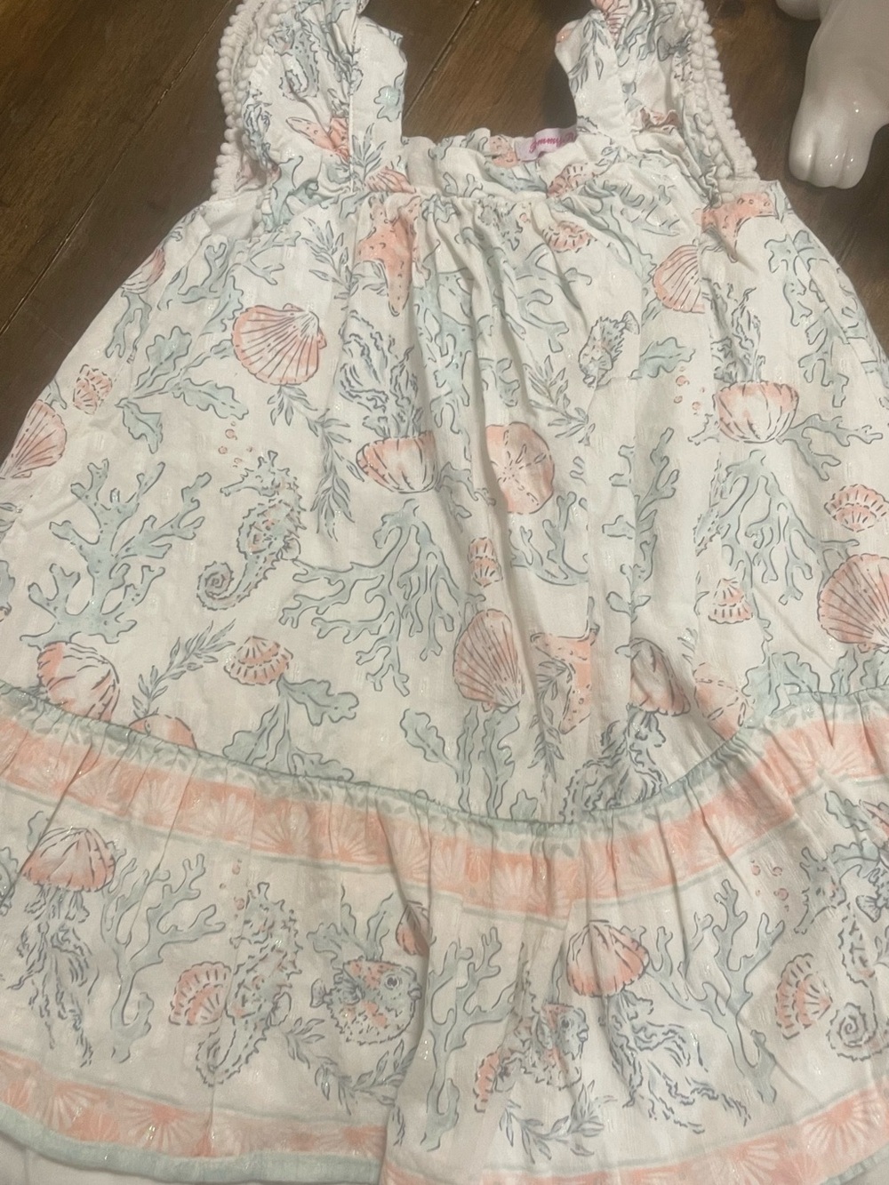 Tommy Bahama White Skirted Bottoms with Coral and Seafoam Shell Print